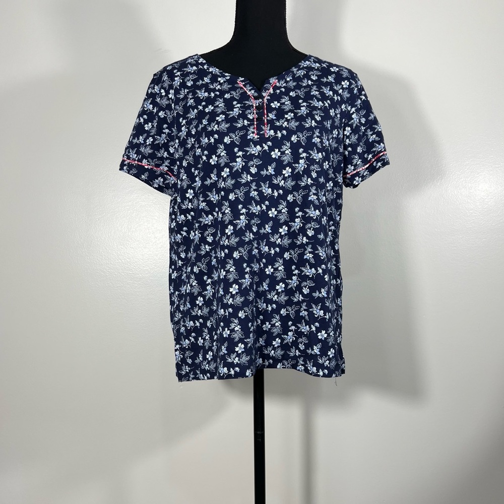 Charter Club Floral Pajama Top (TOP ONLY) , Women's Size M, Navy